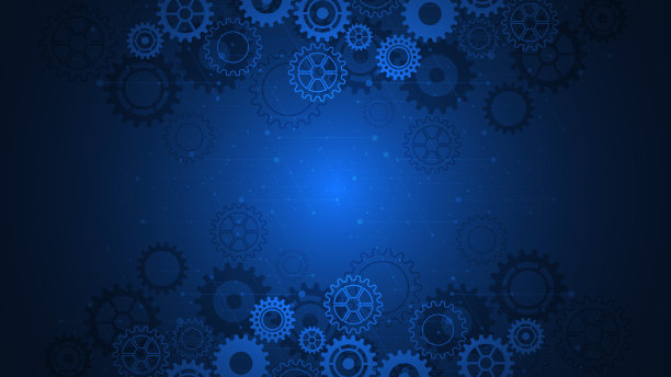 齿轮和齿轮机构。对高科技数字技术和工程设计的概念和想法。机械工程技术背景图片下载