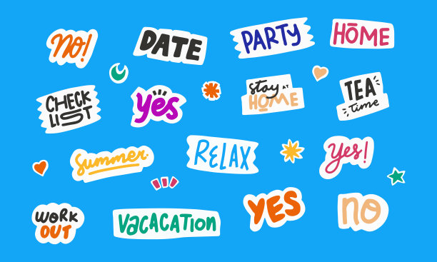 一套贴纸文本的日常计划图片下载