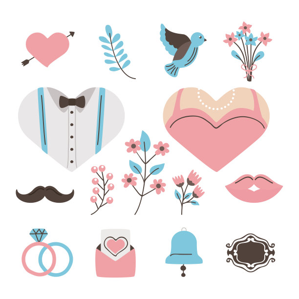 婚礼图标组图片下载