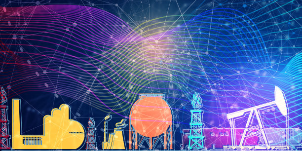 工业厂房的概念和制造建筑物。设置能量和能量图标。图片下载