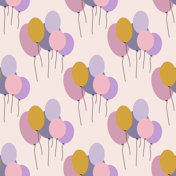 生日无缝气球图案适用于纺织品及纺织品包装图片下载