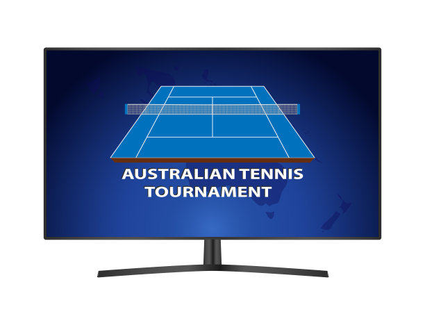 澳大利亚网球比赛的标志在电视屏幕上，矢量插图图片下载