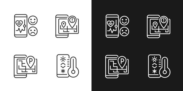 移动应用像素完美的明暗主题颜色图标集图片下载