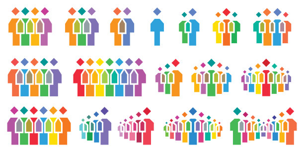 一群程式化的人的矢量插图。抽象方案，包含人物图标。图片下载