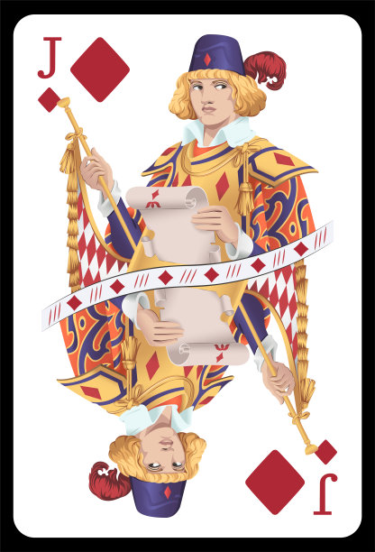 方块杰克扑克牌-丰富多彩的原创设计。图片下载