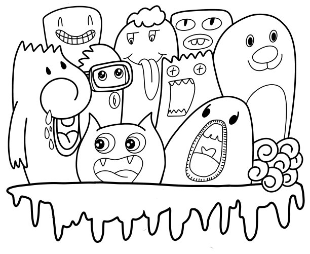 手绘插图，涂鸦怪物，图片下载