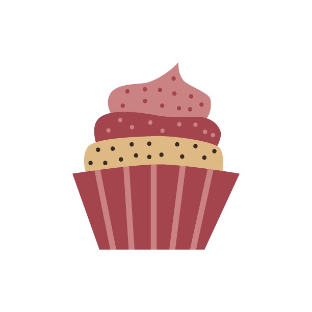带奶油的圣诞甜纸杯蛋糕，装饰在卡片或贴纸上。矢量平面庆祝图标图片下载
