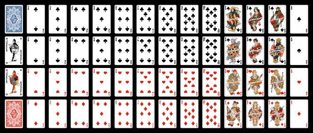 经典扑克牌-扑克组与孤立的卡片-扑克扑克牌，完整的deck。图片下载