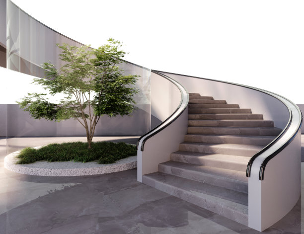 室外楼梯和玻璃花园。图片下载