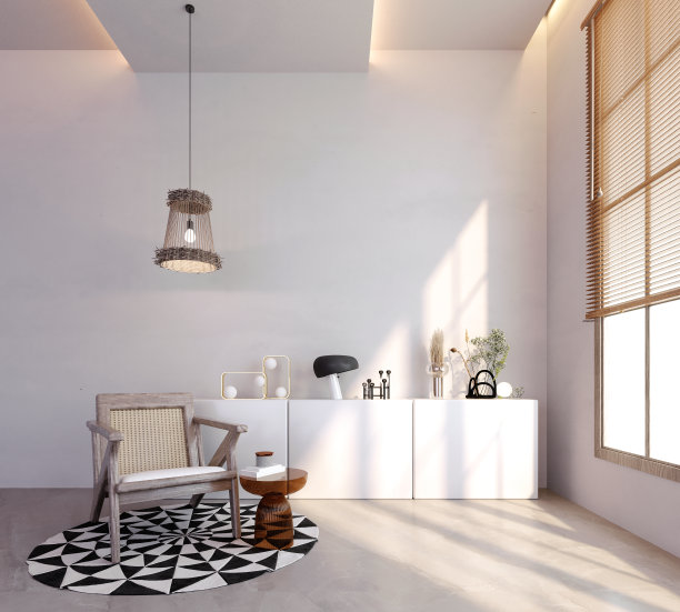 简约的客厅木吊顶灯。图片下载