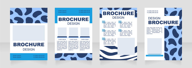 毛皮印刷空白蓝色小册子布局设计图片下载