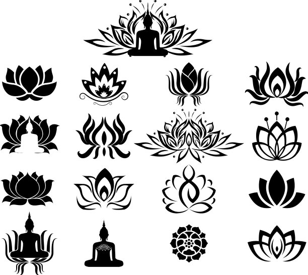 荷花SVG捆绑荷花SVG PNG DXF eps图片下载