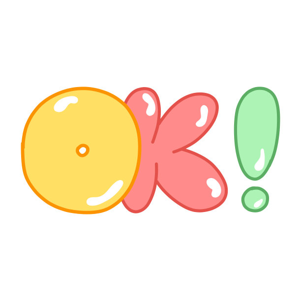 矢量铭文OK在泡沫风格，彩色的字母，标志和符号。图片下载