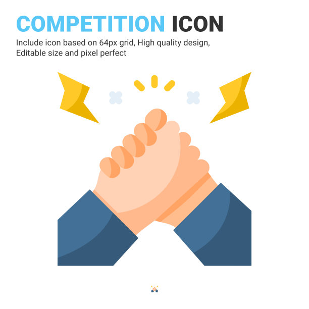 竞赛图标矢量与平坦的颜色风格孤立在白色背景。矢量插图竞争标志符号图标概念的商业，金融，工业，公司，应用程序，网络和所有项目图片下载