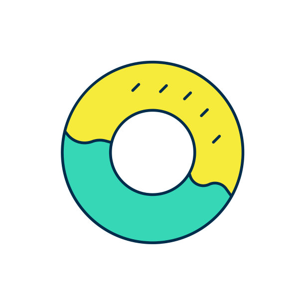 填充轮廓甜甜圈与甜釉图标图片下载