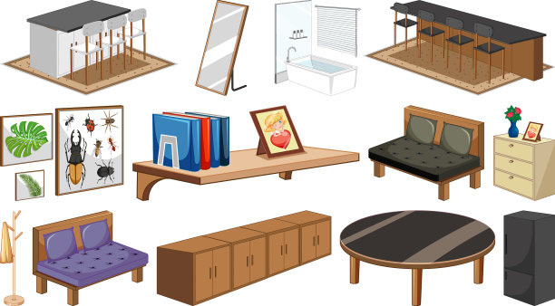 一套室内家具和装饰图片下载