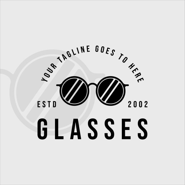 眼镜标志复古矢量插图模板图标图形设计。复古的圆形眼镜标志或符号与印刷印刷光学业务和公司图片下载