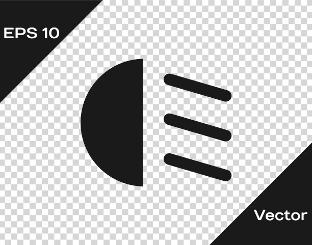 黑色远光灯图标孤立在透明上图片下载