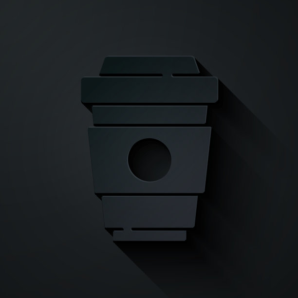 纸剪咖啡杯去图标孤立上黑色图片下载