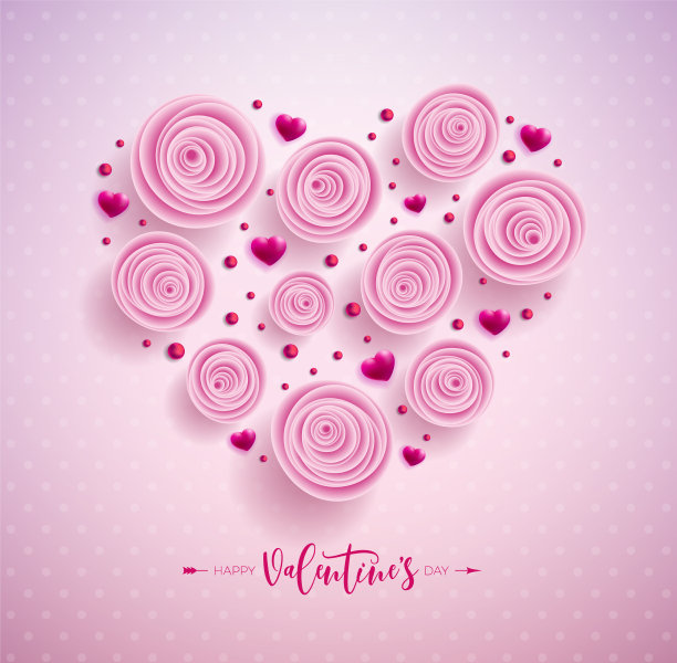 情人节快乐设计与玫瑰花在一个图片下载