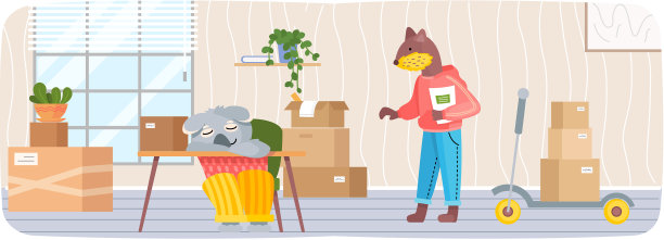 雪貂和树懒住在公寓里图片下载