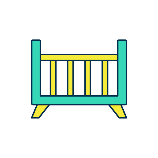 填充轮廓婴儿床摇篮床图标孤立图片下载