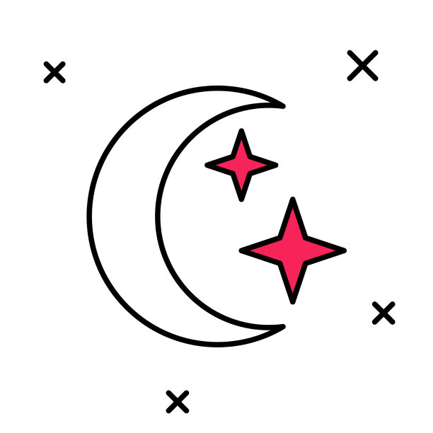填充轮廓月亮和星星图标孤立上图片下载