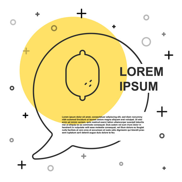 黑色线条柠檬图标孤立在白色背景上图片下载