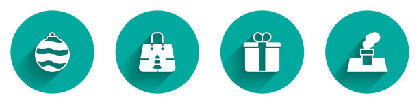 设置圣诞球、购物袋、礼盒及图片下载