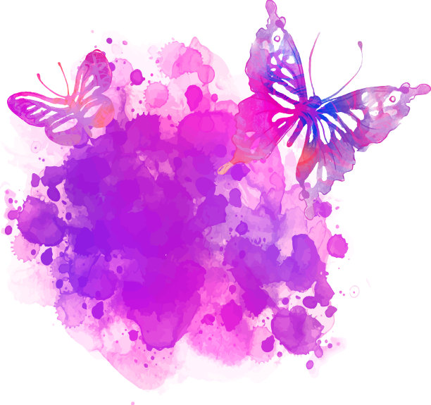 惊人的水彩背景与蝴蝶图片下载
