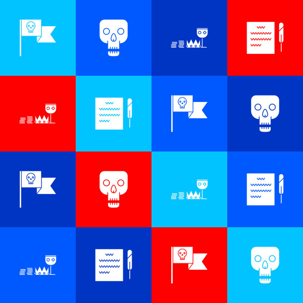 用骷髅头盖骨宝藏和挂海盗旗图片下载