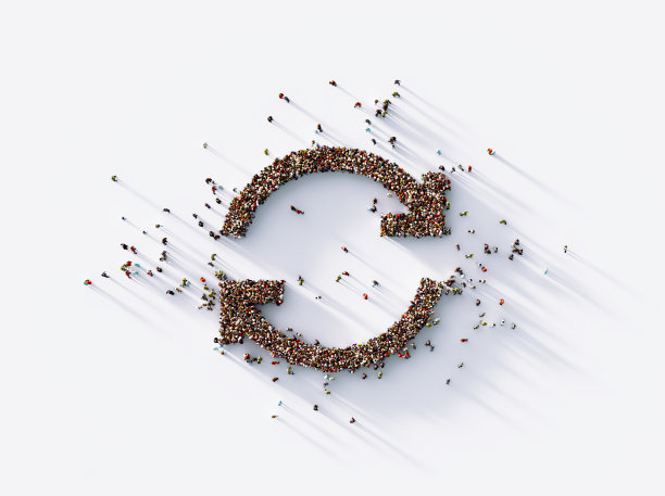 人群形成一个圆形箭头图标图片下载