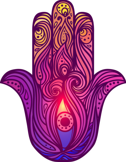 华丽的手绘哈姆萨流行阿拉伯语和犹太人图片下载