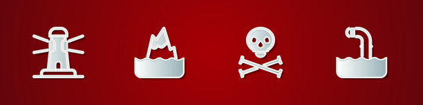 把灯塔冰山骷髅放在交叉的骨头上图片下载