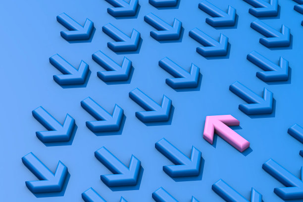 粉色箭头标志从蓝色箭头标志改变方向图片下载