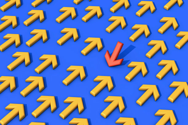 红色箭头标志由黄色箭头改变方向图片下载