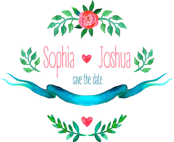 波西米亚风格的婚礼邀请模板图片下载