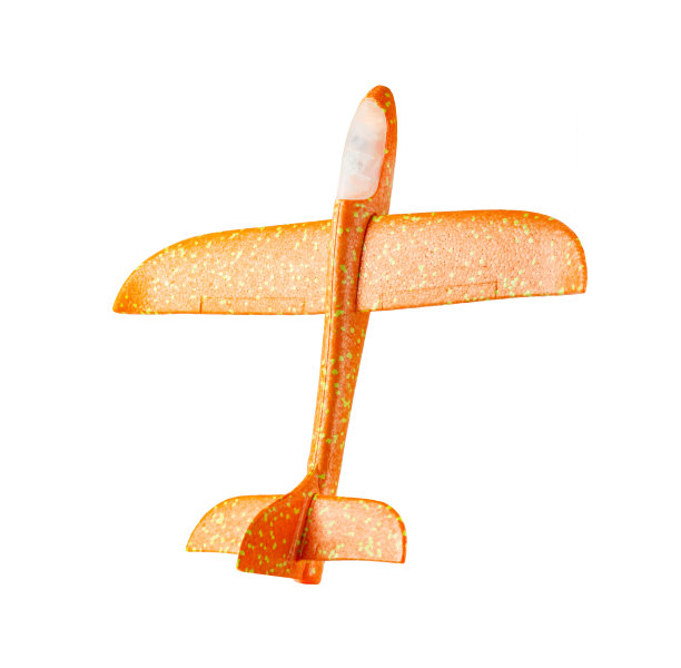 玩具橙色飞机孤立在白色背景上。图片下载