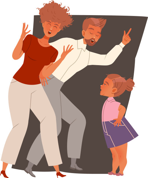 妈妈和女儿吵架，女孩大喊大叫图片下载