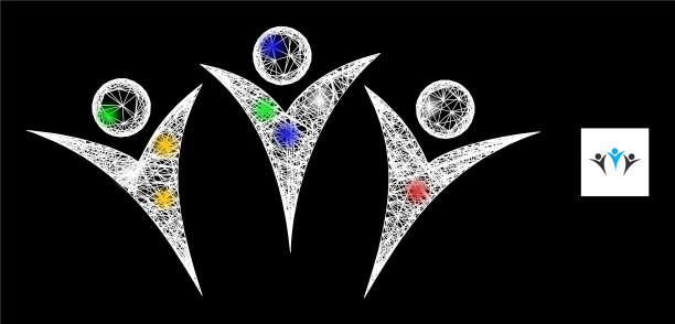 交叉网格朋友图标与彩色信号弹图片下载