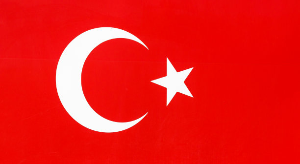 土耳其国旗。白色的月亮和星星在红色的背景。图片下载
