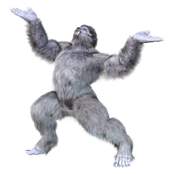 3D渲染雪野兽在白色图片下载