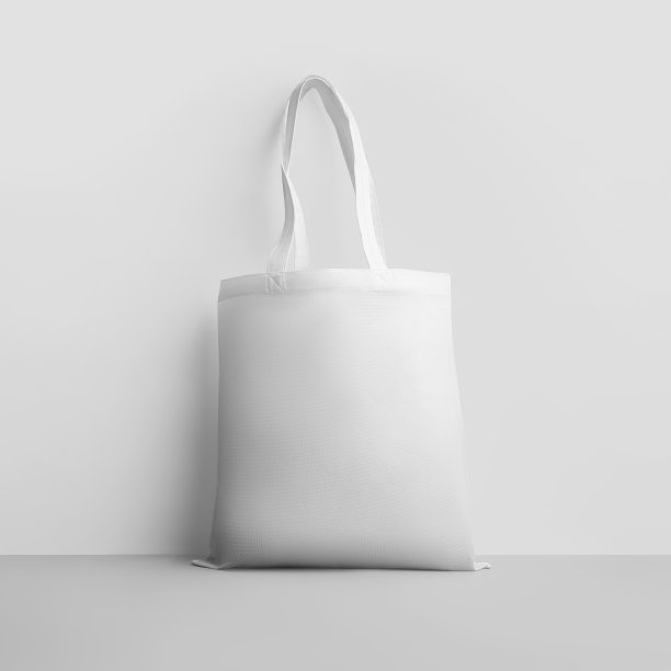 白色手提袋3d渲染模型处理，纹理ecobag产品，货物，隔离在墙壁背景。图片下载
