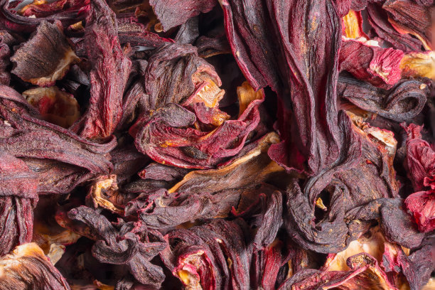 一套干燥的木槿叶，用于冲泡和烹饪。图片下载