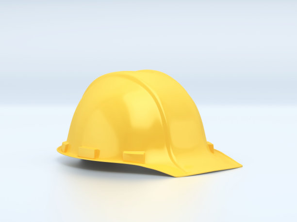 3d渲染前视图聚焦黄色头盔在蓝色背景股票照片图片下载