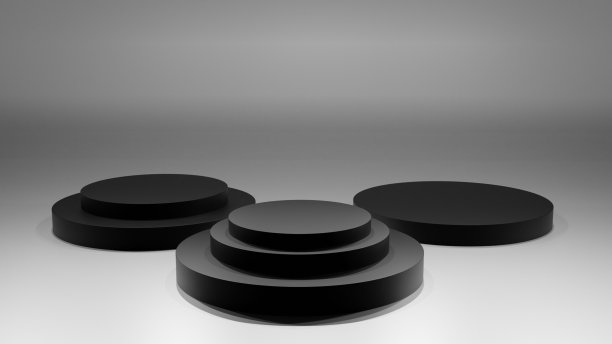 3d黑色演示平台上的灰色背景。图片下载