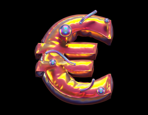 金色的抽象的字母。欧元的符号图片下载