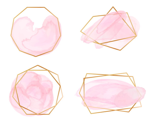 粉彩玫瑰标签与金线在几何形式图片下载