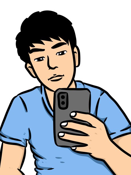 可爱的男人卡通在白色的背景图片下载