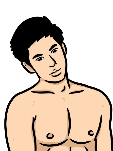 可爱的男人卡通在白色的背景图片下载